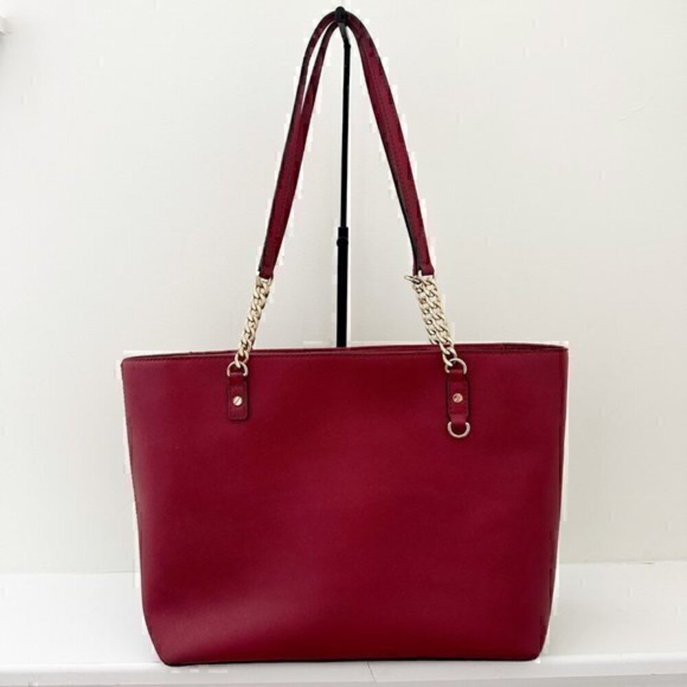 Michael Kors Jet Set Chain East West Top Zip Leather Tote Bag Red - Picture 1 of 12